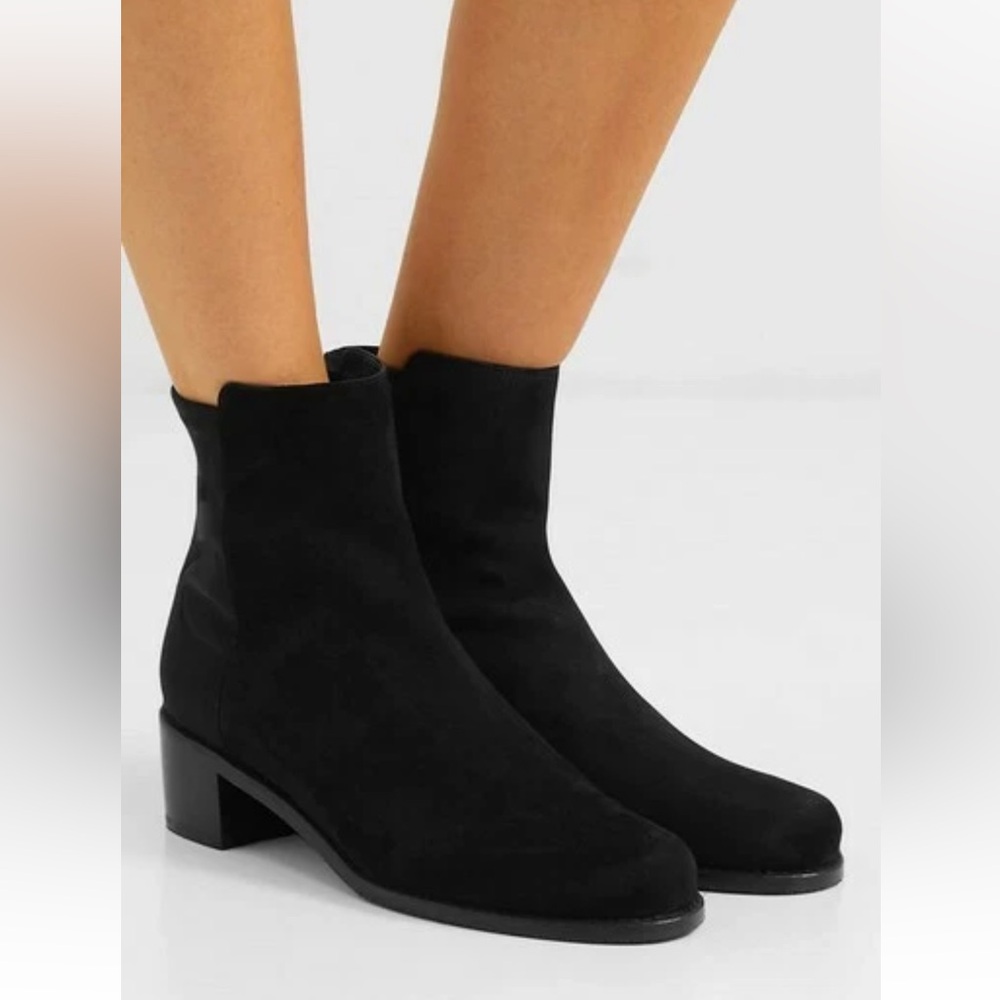 STUART WEITZMAN Easy On Easyon Reserve 5050 Black Suede Ankle Boots 8